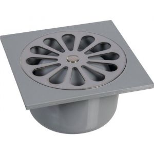Siphon de sol PVC gris - 100 x 100 mm - Grandsire