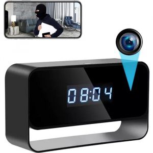 Horloge caméra espion avec audio WiFi gratuit carte SD cachée sans fil HD 1080p secrète caméra nounou bureau surveillance sécurité