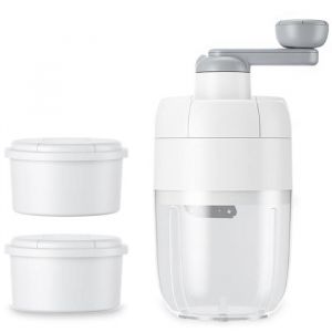 Rasoir à Glace Manuel Machine à CôNes de Neige Broyeur à Glace PiléE Portable avec 2Bacs à GlaçOns Gratuits pour la Maison et