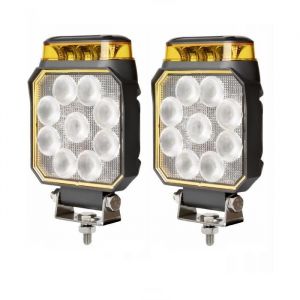2 Phares de Travail LED + Gyrophare LED 12V 24V 10W Faisceau Flood Blanc Feu de Recul Feu Antibrouillard + Feu de P&eacute;n&eacute;tration Stobo