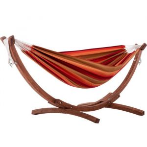 Hamac double Sunbrella avec support en pin - Vivere - Sunset - Bois massif - 2 personnes - 150 kg
