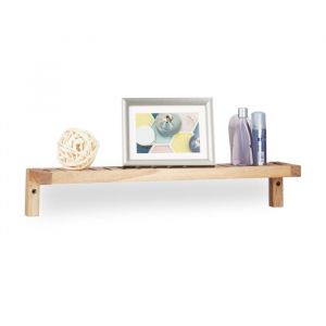 Relaxdays Étagère murale en bois de noyer salle de bain cuisine entrée surface rangement HxlxP: 10 x 60 x 125 cm nature