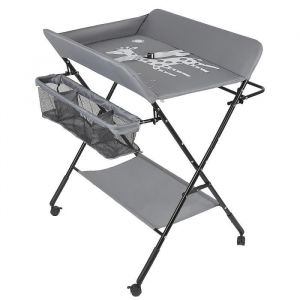 HUOLE-Table à langer pliable table à langer mobile à roulettes hauteur réglable Gris