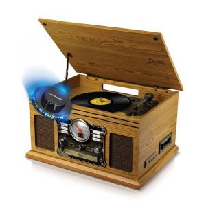 Tourne-Disque  St&eacute;r&eacute;o - Britz - 50W- 33/45/78 Tours - USB SD / Bluetooth RADIO FM / Lecteur CD/Casette Look RETRO Lumi&egrave;re