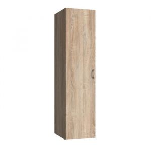 Armoire de rangement avec 1 porte en bois mélamine coloris imitation chêne - longueur 50 x hauteur 185 x profondeur 54 cm