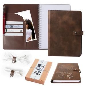 ATOMSTACK A5 carnet de notes 5.9x8.4 Dark Marron Vintage Diary Journal en cuir rechargeable pour Graveur laser DIY argent
