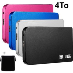 HDD 2.5 USB 3.0 Disque Dur Externe Mobile Portable Stockage 4To 4TB Rouge 12*7*1cm avec Pochette Sac de Stockage en Tissu
