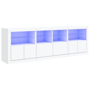 &ldquo;Winter SaleTOP Armoire/Cabinet &agrave; tiroirs Blanc - Buffet avec lumi&egrave;res LED blanc 202x37x67cm PRO41962