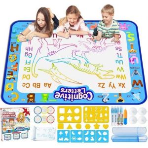 Tapis Dessin Enfant - Aquadoodle - Graffiti - 30pcs - 100*80cm - Couleurs Bleu Jaune Vert Rose