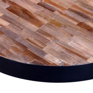 Table basse ronde en bois de teck recyclé - KIMISS - Vintage - Noir - Mat - 76 x 31 cm