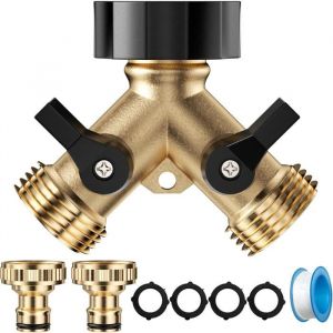 Robinet Double Sortie R&eacute;partiteur dEau Robinet Double Sortie Machine avec Interrupteur de Commande Double Sortie Tuyau Arrosage