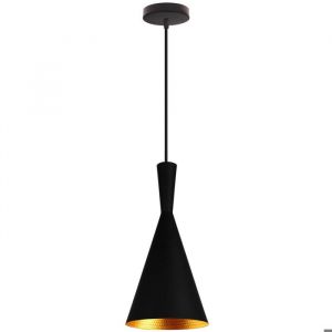 Suspension Lustre - AXHUP - 19x41 cm - Industriel - Noir/Dor&eacute; - E27 60W (c&acirc;ble r&eacute;glable 100cm)