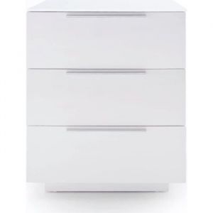 Table de chevet en verre laqu&eacute; blanc brillant - Longueur 50 x Hauteur 60 x Profondeur 40 cm