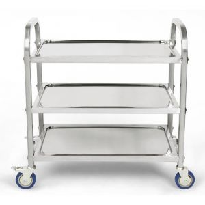 Chariot De Service &Agrave; 3 &Eacute;tages Desserte &Agrave; Roulettes de Cuisine Inox 95*55*95cm