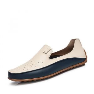 Mocassin Homme Femme en PU-Cuir Blanc - Conduite et Sport