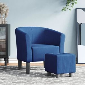 SALE 2024 Fauteuil Salon JMS - Fauteuil cabriolet avec repose-pied - bleu tissu 138Kg 2976