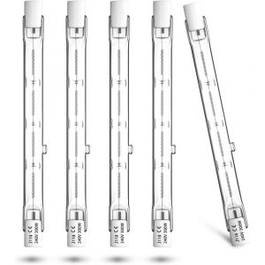 118mm R7s Dimmable ampoule halog&egrave;ne crayon 300W Blanc Chaud 2800K r7s lin&eacute;aire 5900lm AC220-240V J118 Projecteur Halog&egrave;ne (5pcs)