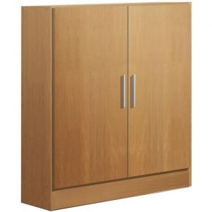 Armoire placard de rangement de 2 portes coloris Merisier - longueur 82 x profondeur 35 x hauteur 90 cm