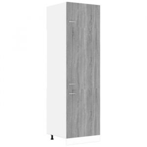Armoire &agrave; r&eacute;frig&eacute;rateur Meuble bas cuisine Armoire rangement Sonoma gris 60x57x207cm Bois 7027294 FrenchDays