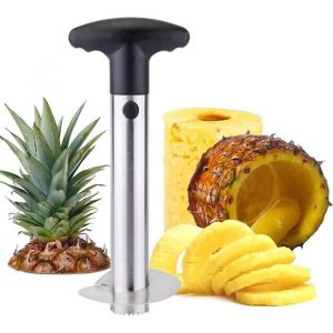&Eacute;pluche-ananas - YSTP - &Eacute;plucheur trancheur en acier inoxydable - Poign&eacute;e amovible - Compatible lave-vaisselle