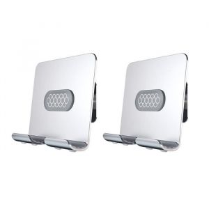 2X Support Mural Mural Support de Tablette de Téléphone Mural Adhésif Support MoUnt pour iPad Air - Pro - Mini iPhone Gris Argent