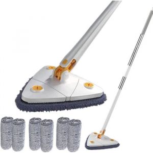 Balai de nettoyage réglable rotatif à 360 °brosse de nettoyage triangulaire télescopique pour fenêtressolsmurscarrelages(blanc)