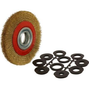 Brosse m&eacute;tallique pour touret - Drakkar &eacute;quipement - S15033 - Diam&egrave;tre 150 mm - Garantie 2 ans - Blanc