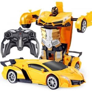 Jouet radiocommand Transformers - Voiture Transformable Jaune - 24GHz - Pour Enfants de 6 ans et plus jaune  VEHICULE RADIOCOMMANDE