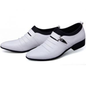 Mocassin Homme Cuir PU Blanc pour Mariage et Cérémonie