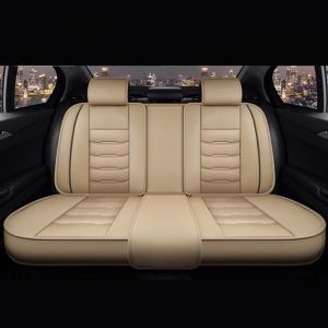 Housse de si&egrave;ge de voiture - MOMOTOU - Universelle - Cuir PU - Beige - Compatible airbag