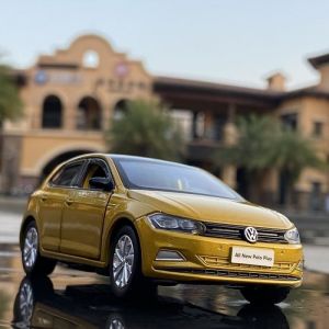 Voiture Volkswagen Polo en alliage 1:32 - Jaune - Jouet miniature en métal pour enfant