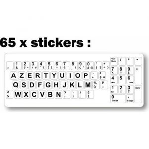 Autocollant sticker vinyl clavier azerty pas transparent mais blanc