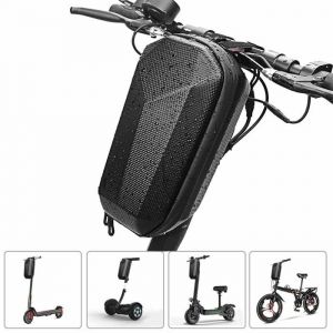 Sacoche de Scooter &Eacute;lectrique Trottinette &Eacute;tui &Eacute;tanche 4 litres Coque Rigide en Cuir EVA Noir Sac de Rangement pour Guidon