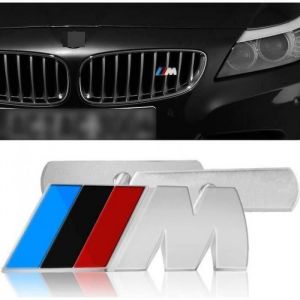 Accessoire de personnalisation - BMW - Embl&egrave;me chrome - Version rouge argent - Grille avant - M&eacute;tal 3D