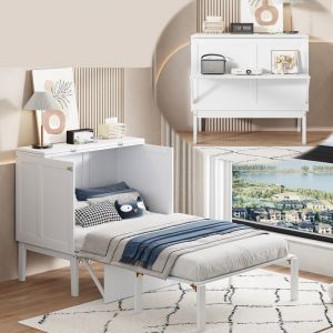 Lit double 90x200 cm Lit pliant avec sommier à lattes - blanc