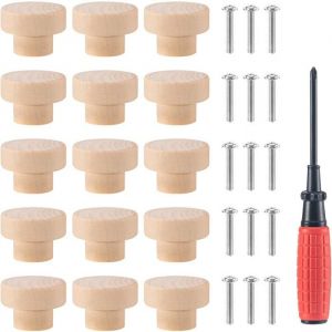 15 pi&egrave;ces poign&eacute;e meuble，bouton de meuble，bouton de porte，poign&eacute;e meuble bois，boutons de portes pour placards，Avec des vis