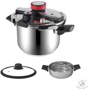 Autocuiseur 2 en 1 - ROYAL SWISS - 8 litres - Acier inoxydable - Compatible tous feux - Couvercle &agrave; valve