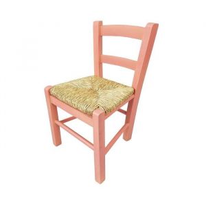 SEDIOLINA Petite chaise en bois paille assise pour bébé rose