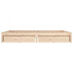 Cadre de lit avec tiroirs - KALISSE - 160x200 cm - Bois de pin massif - Tiroirs int&eacute;gr&eacute;s - Design intemporel