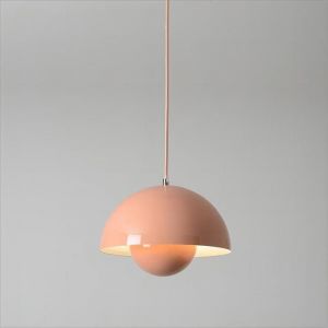 WOTTES Lustre Suspension Luminaire Moderne Style Scandinave 23*16CM Conception Lustre Pod E27 Métal rose-orange 1pcs pour Cuisine