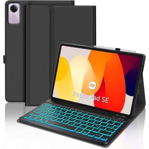 Clavier pour Redmi Pad SE 11 Pouces 2023 AZERTY Clavier R&eacute;tro-&eacute;clair&eacute; Bluetooth Magn&eacute;tique Amovible pour Xiaomi Redmi SE Noir