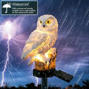 Vvikizy lumi&egrave;re solaire LED Lampe dext&eacute;rieur LED solaire &eacute;tanche Figurine de hibou d&eacute;coration de jardin jardin lampion Blanc