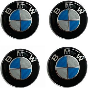 4pcs Logo Bmw 56mm Centre De Roue Cache Moyeu Jante Emblème Bleu carbone jantes Insigne - Accessoire auto
