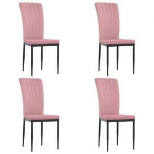 (SOLDES JUILLET)Chaises &agrave; manger 4 PCS - UU - Scandinave Fauteuil salon - Rose Velours FR1326108