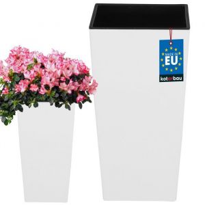 KOTARBAU Pot de Fleurs 170x170x325 mm Carré avec Pot Intérieur Blanc Mat