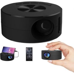 Mini projecteur USB portable pour iPhone uniquement avec t&eacute;l&eacute;commande haut-parleur int&eacute;gr&eacute; port audio compatible avec t&eacute;l&eacute;pho
