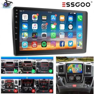 Autoradio Android 15 1Go+32Go pour Fiat Ducato Citroen Jumper Peugeot Boxer 9 &Eacute;cran Tactile Carplay Android Auto + Cam&eacute;ra ESSGOO
