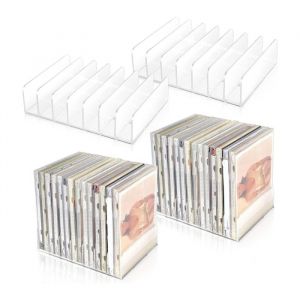 4 Pi&egrave;Ces Support de CD en Acrylique Transparent avec Pr&eacute;Sentoir de CD DVD Punaisable Support de Rangement pour CD Support