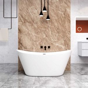 Baignoire &icirc;lot ovale L.150 x l.72 x H.65cm blanc en Acrylique - avec Bonde et trop plein  by AICA