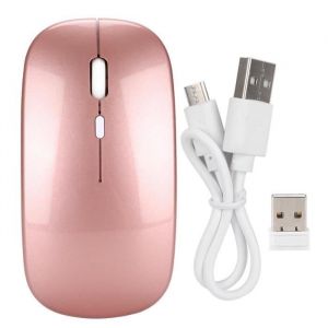 VINGVO Souris PC Souris silencieuse rechargeable sans fil ergonomique HXSJ M80 2.4G avec r&eacute;cepteur USB (or rose)